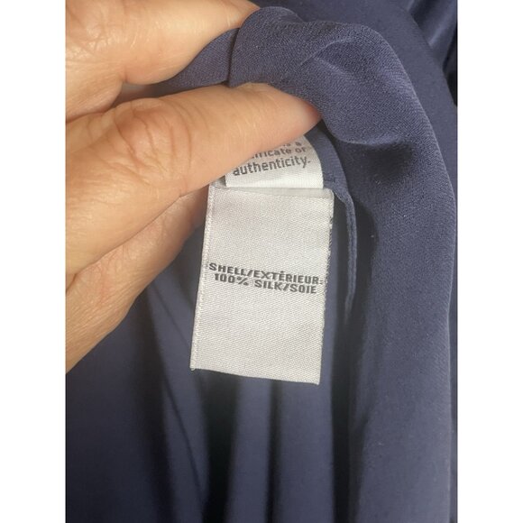 Diane Von Furstenberg Women's Navy Flutter Sleeve Silk Top Sz 8 Party Career DVF - Picture 5 of 8